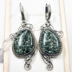 Серьги клинохлор (серафинит) Россия (нейзильбер)