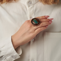 Кольцо хризопраз Австралия (медь) (регулируемый) размер 17