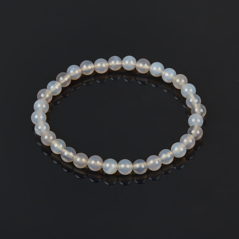 Браслет агат серый Ботсвана 6&nbsp;мм 16&nbsp;см