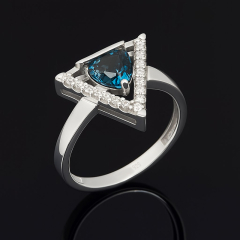 Кольцо топаз лондон Бразилия (серебро 925 пр. родир. бел.) огранка размер 17,5