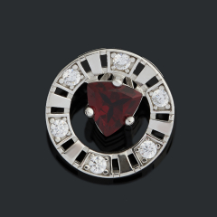 Кулон гранат альмандин Индия (серебро 925 пр. родир. бел.) огранка