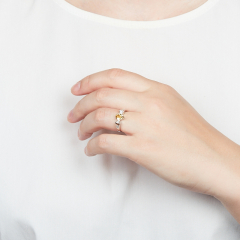 Кольцо цитрин Бразилия (серебро 925 пр. родир. бел.) огранка размер 17,5