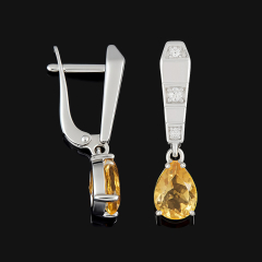 Серьги цитрин Бразилия (серебро 925 пр. родир. бел.) огранка