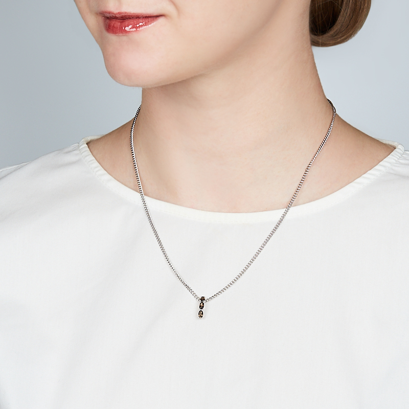 Кулон раухтопаз Бразилия (серебро 925 пр. родир. бел.) огранка