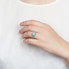 Кольцо амазонит Россия (серебро 925 пр. родир. бел.) размер 18,5