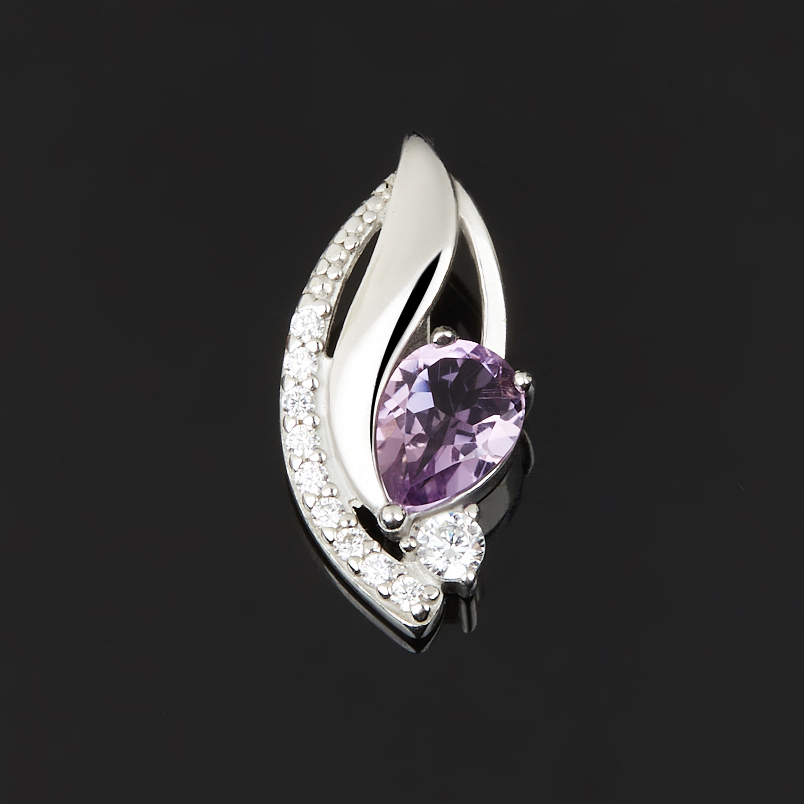 Кулон аметист Бразилия (серебро 925 пр. родир. бел.) огранка