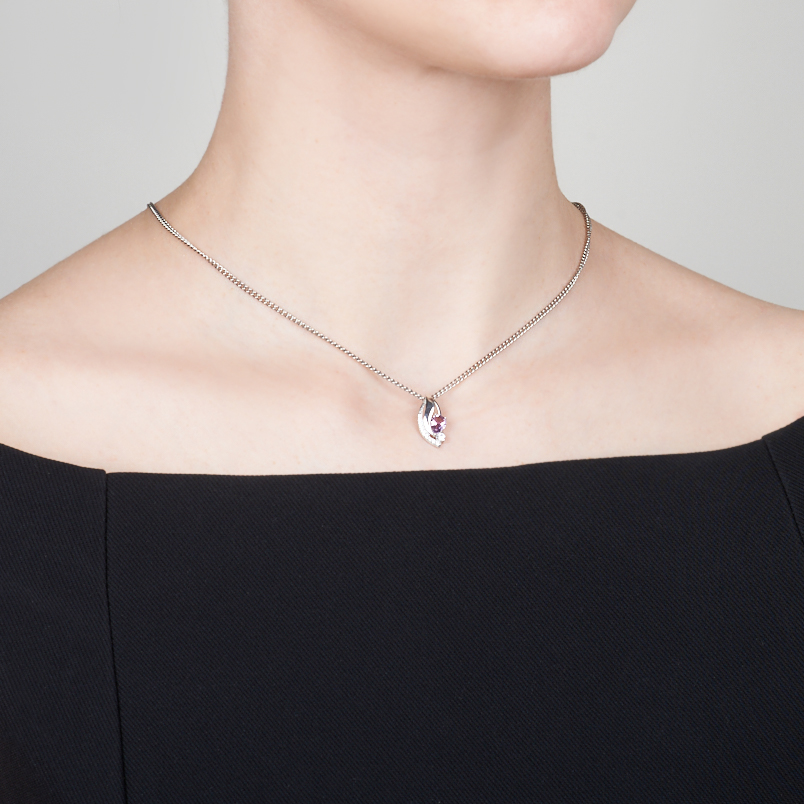 Кулон аметист Бразилия (серебро 925 пр. родир. бел.) огранка