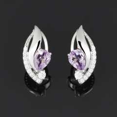 Серьги аметист Бразилия (серебро 925 пр. родир. бел.) огранка