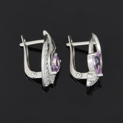Серьги аметист Бразилия (серебро 925 пр. родир. бел.) огранка