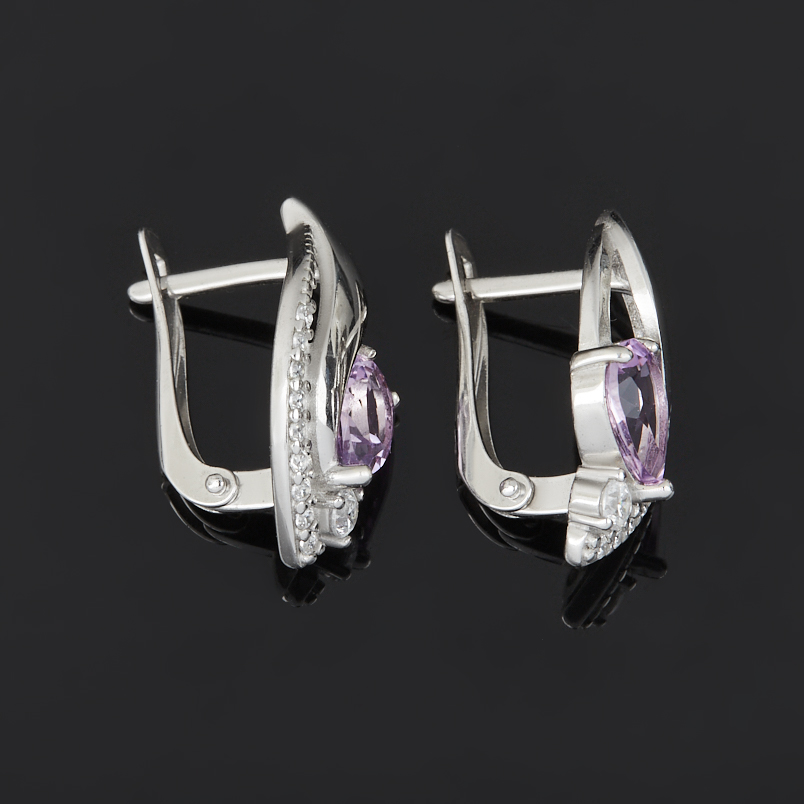 Серьги аметист Бразилия (серебро 925 пр. родир. бел.) огранка