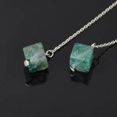 Серьги агат моховой Бразилия (серебро 925 пр. родир. бел.) протяжки