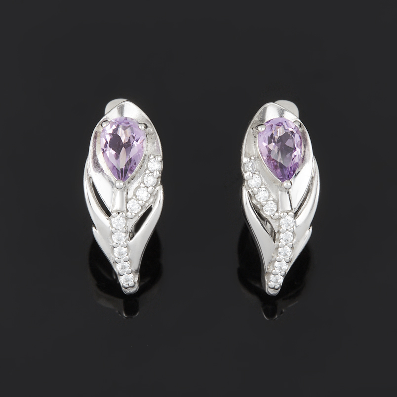 Серьги аметист Бразилия (серебро 925 пр. родир. бел.) огранка