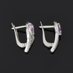 Серьги аметист Бразилия (серебро 925 пр. родир. бел.) огранка