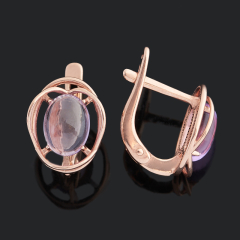 Серьги аметист Бразилия (серебро 925 пр. позолота)