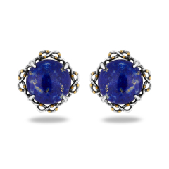 Серьги лазурит Афганистан (серебро 925 пр. оксидир., позолота)