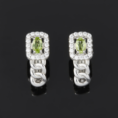 Серьги хризолит США (серебро 925 пр. родир. бел.) огранка