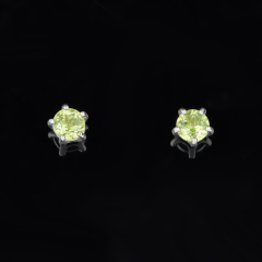 Серьги хризолит США (серебро 925 пр. родир. бел.) огранка