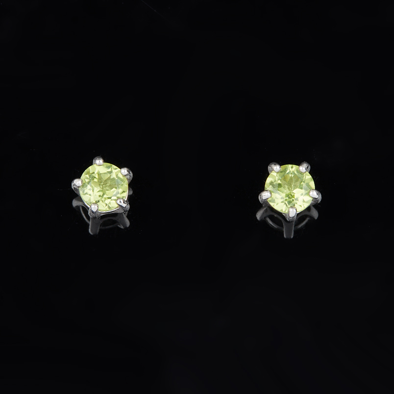 Серьги хризолит США (серебро 925 пр. родир. бел.) огранка