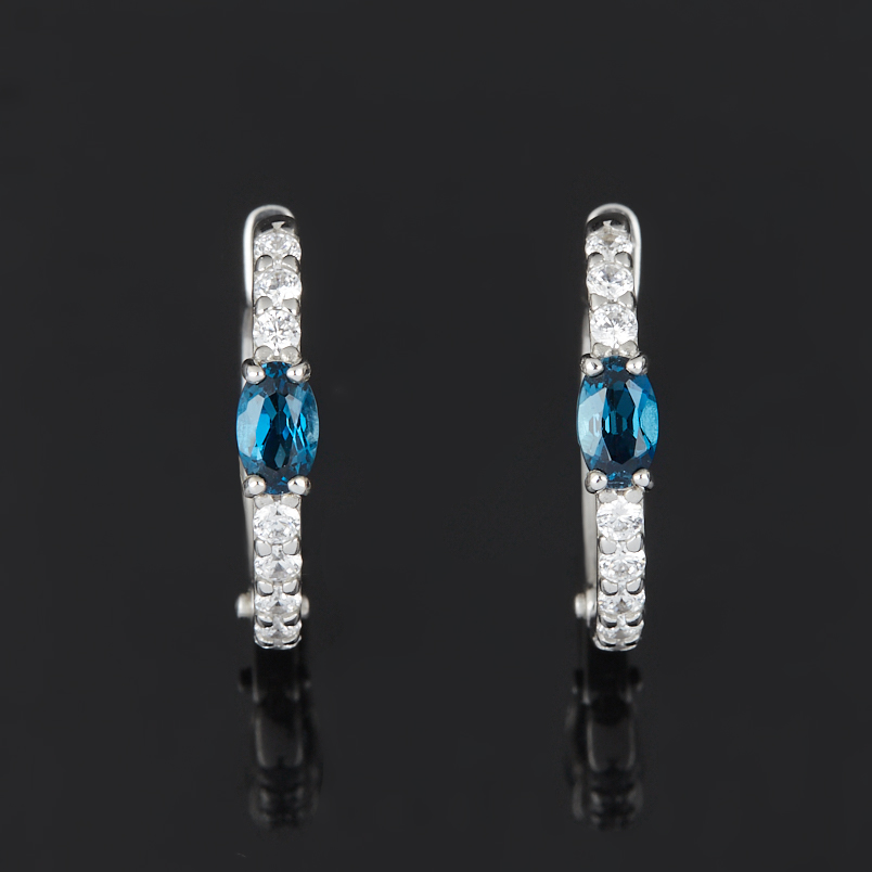 Серьги топаз лондон Бразилия (серебро 925 пр. родир. бел.) огранка