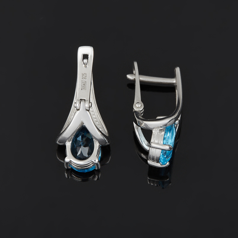 Серьги топаз swiss Бразилия (серебро 925 пр. родир. бел.) огранка