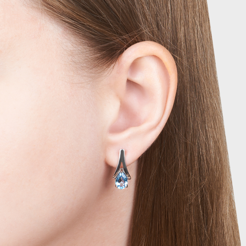 Серьги топаз swiss Бразилия (серебро 925 пр. родир. бел.) огранка