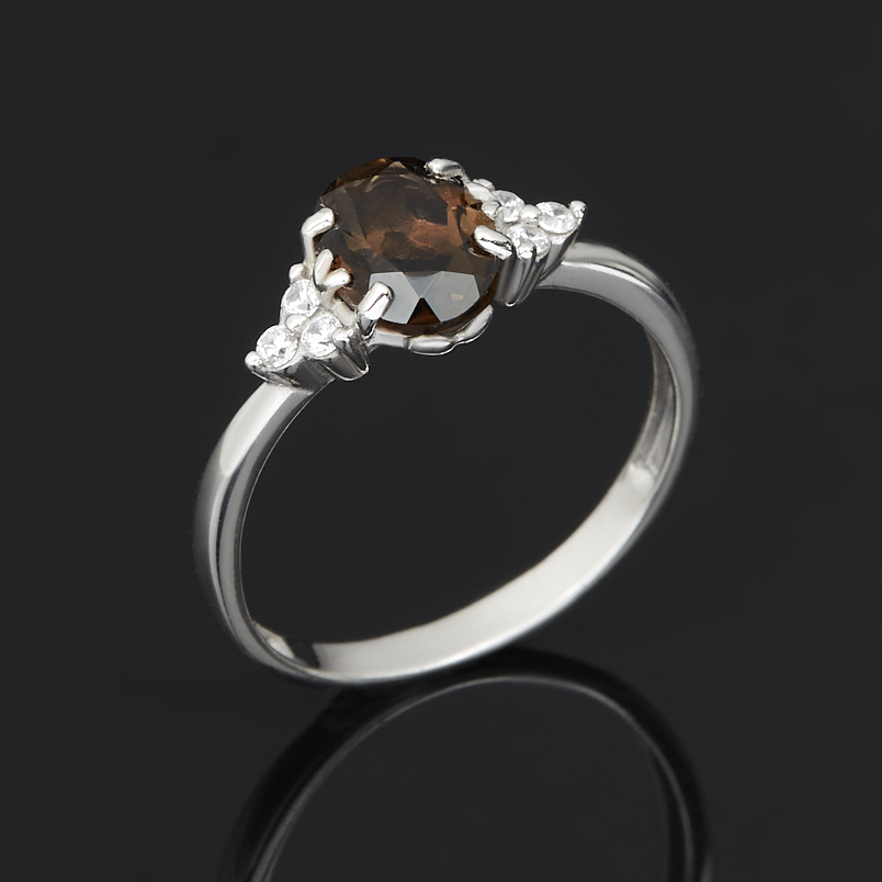 Кольцо раухтопаз Бразилия (серебро 925 пр. родир. бел.) огранка размер 17