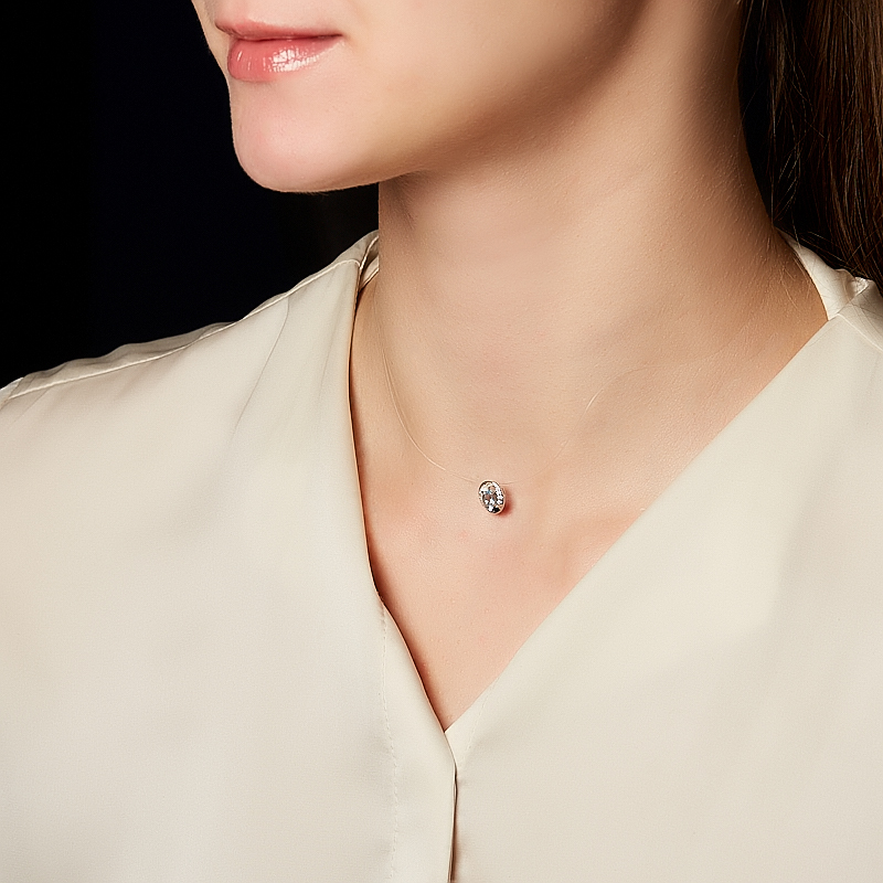 Колье топаз swiss Бразилия (серебро 925 пр. родир. бел.) огранка 40 см