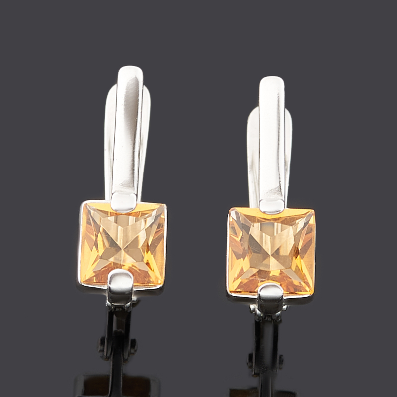 Серьги цитрин Бразилия (серебро 925 пр. родир. бел.) огранка