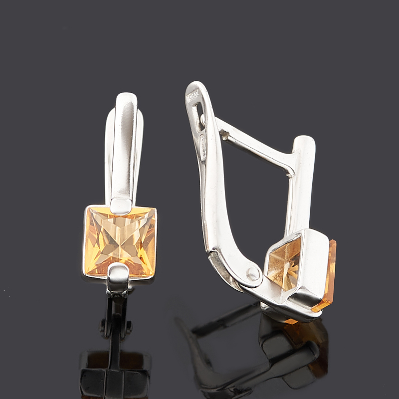 Серьги цитрин Бразилия (серебро 925 пр. родир. бел.) огранка