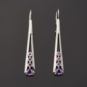 Серьги аметист Бразилия (серебро 925 пр. родир. бел.) огранка