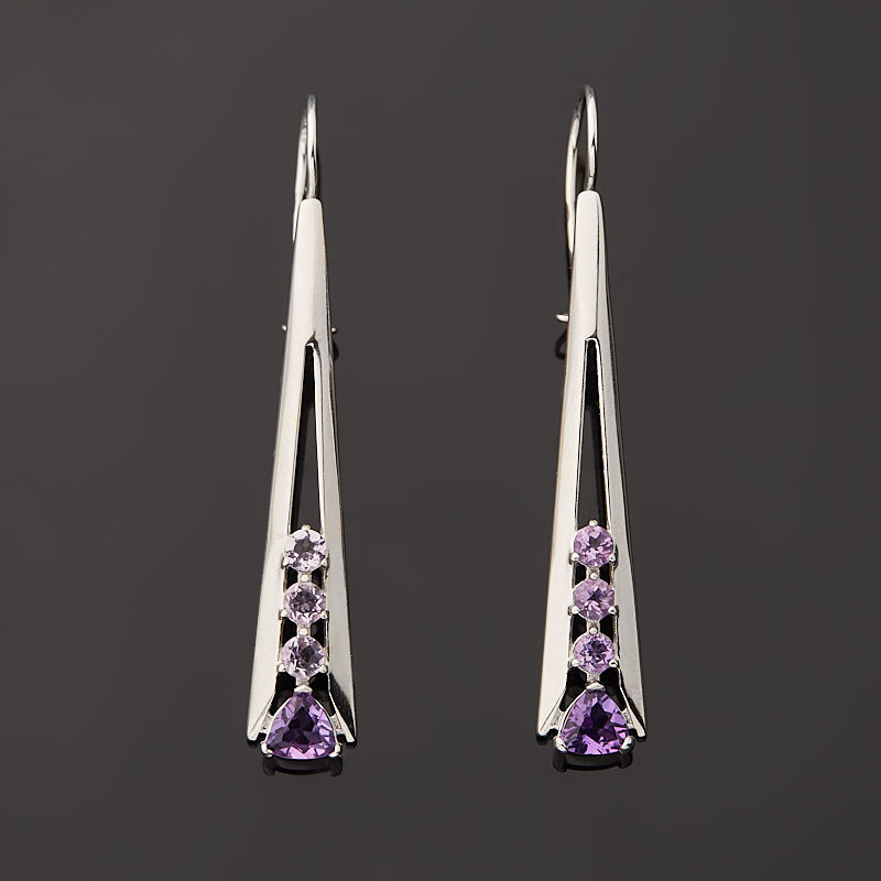 Серьги аметист Бразилия (серебро 925 пр. родир. бел.) огранка