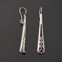 Серьги аметист Бразилия (серебро 925 пр. родир. бел.) огранка