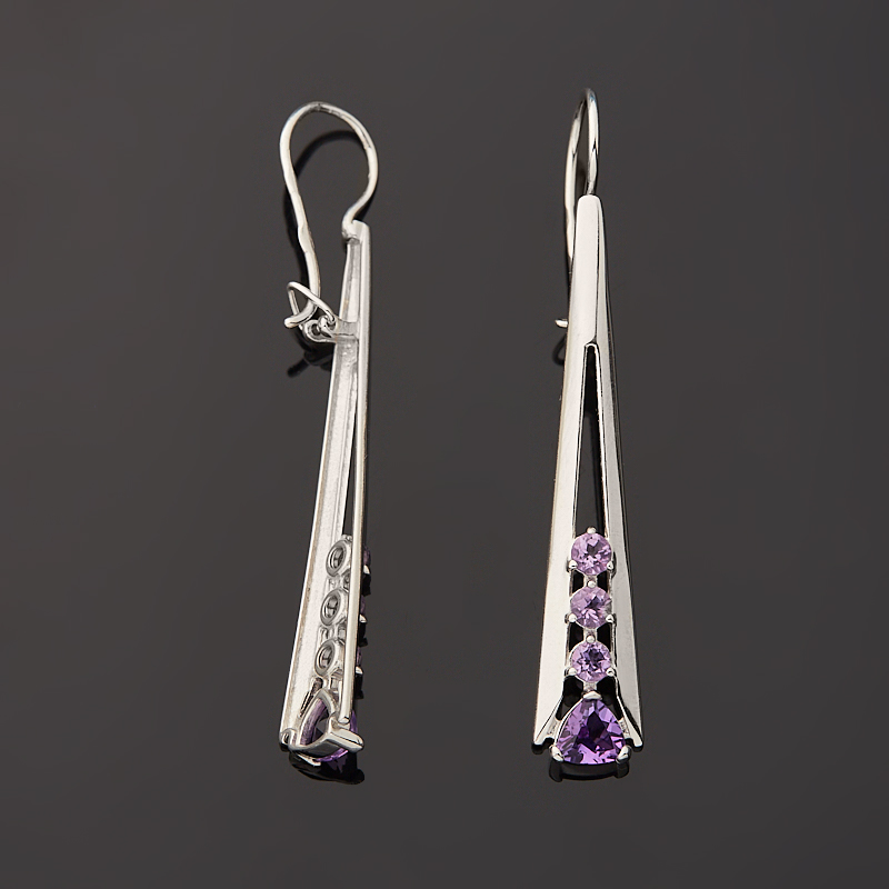 Серьги аметист Бразилия (серебро 925 пр. родир. бел.) огранка