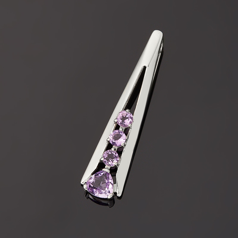 Кулон аметист Бразилия (серебро 925 пр. родир. бел.) огранка