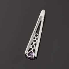 Кулон аметист Бразилия (серебро 925 пр. родир. бел.) огранка