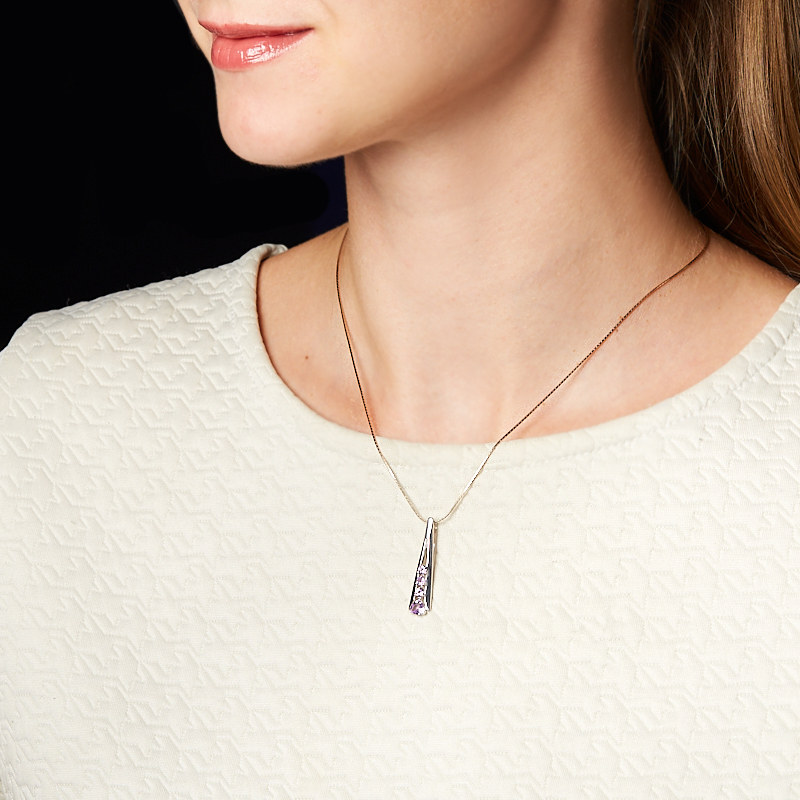 Кулон аметист Бразилия (серебро 925 пр. родир. бел.) огранка