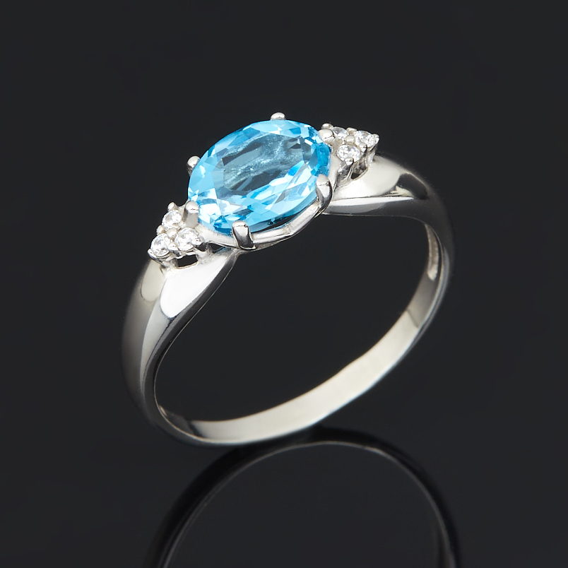 Кольцо топаз swiss Бразилия (серебро 925 пр. родир. бел.) огранка размер 17,5