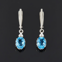 Серьги топаз swiss Бразилия (серебро 925 пр. родир. бел.) огранка