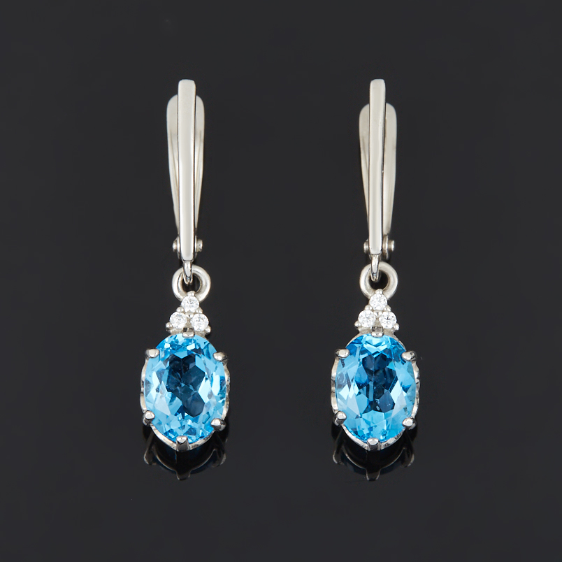 Серьги топаз swiss Бразилия (серебро 925 пр. родир. бел.) огранка