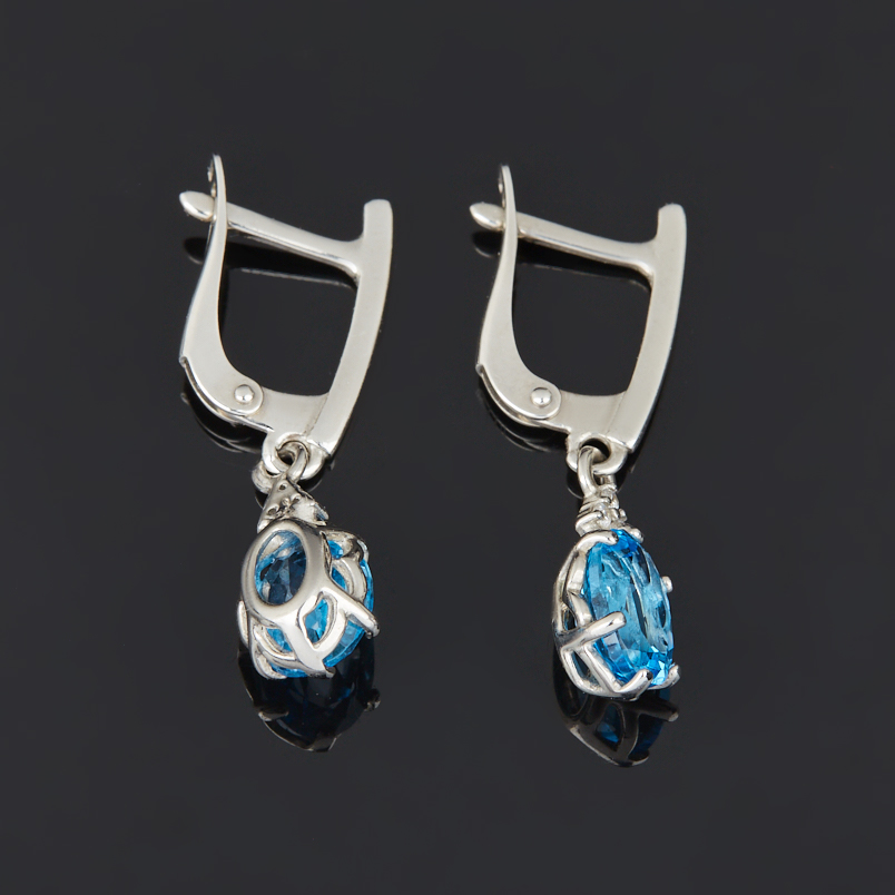 Серьги топаз swiss Бразилия (серебро 925 пр. родир. бел.) огранка