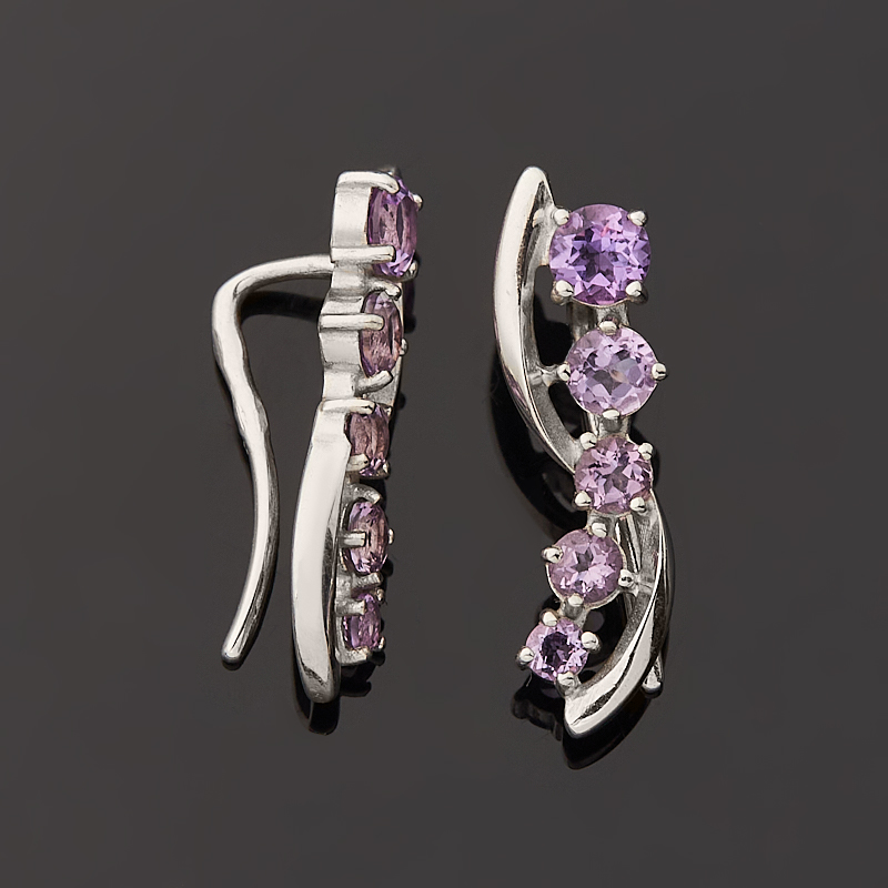 Серьги аметист Бразилия (серебро 925 пр. родир. бел.) огранка