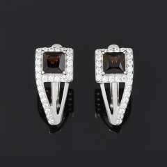 Серьги раухтопаз Бразилия (серебро 925 пр. родир. бел.) огранка