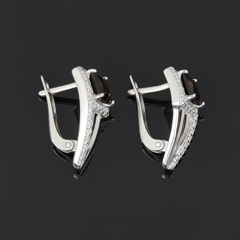 Серьги раухтопаз Бразилия (серебро 925 пр. родир. бел.) огранка