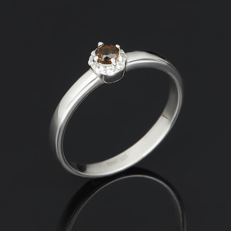 Кольцо раухтопаз Бразилия (серебро 925 пр. родир. бел.) огранка размер 17