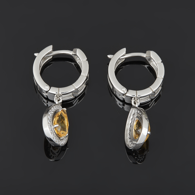 Серьги цитрин Бразилия (серебро 925 пр. родир. бел.) огранка