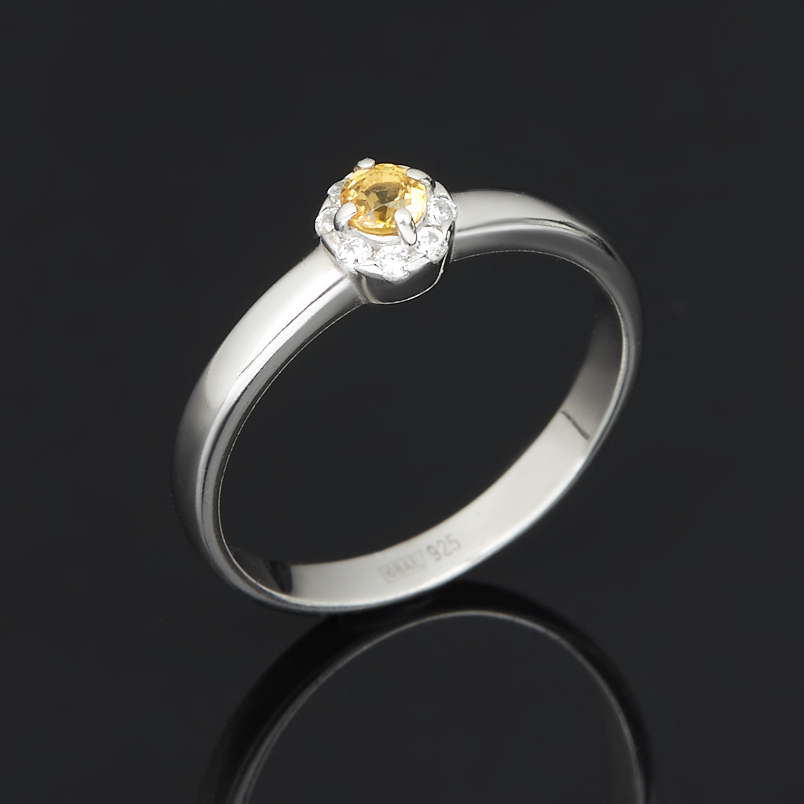 Кольцо цитрин Бразилия (серебро 925 пр. родир. бел.) огранка размер 16