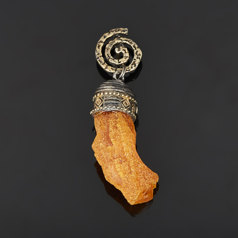 Кулон янтарь Россия (серебро 925 пр. позолота, родир. бел.)