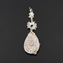 Кулон родонит Россия (серебро 925 пр. позолота, родир. бел.)