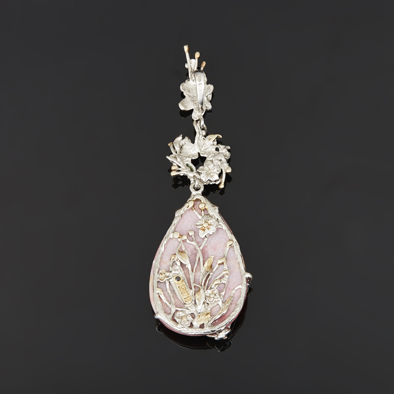 Кулон родонит Россия (серебро 925 пр. позолота, родир. бел.)