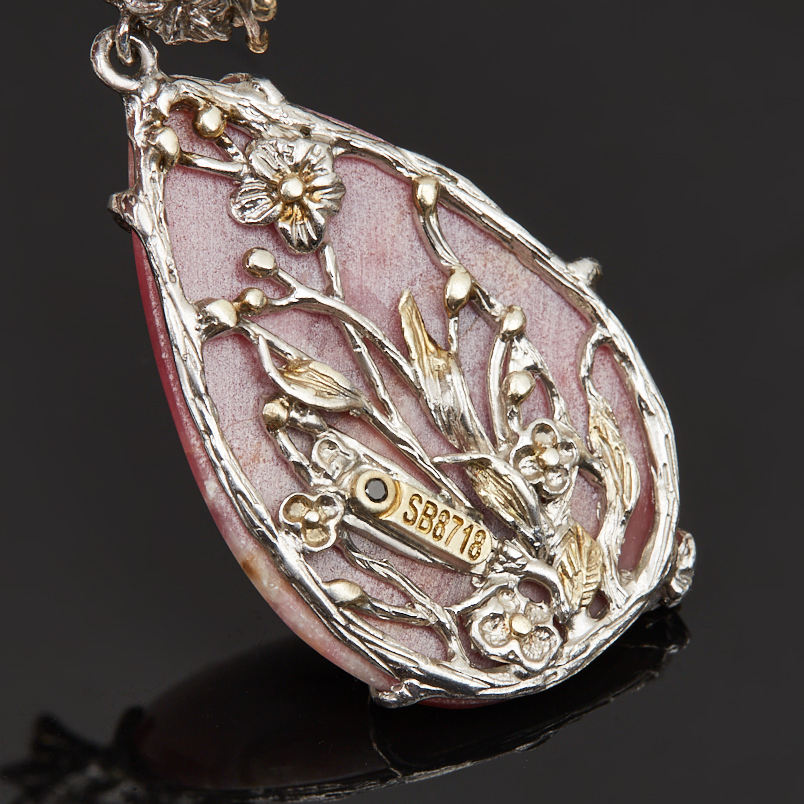 Кулон родонит Россия (серебро 925 пр. позолота, родир. бел.)